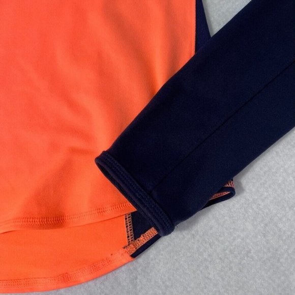Athleta Running Wild Mix Crew Neck Shirt Small S Orange Blue Long Sleeve - Picture 2 of 12